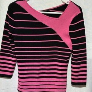 Cyrus Women's Pink & Black Striped Sweater Size Small